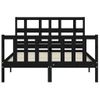 Cama Matrimonial | Cama Para Adultos | Estructura De Cama Con Cabecero Madera Maciza Negro 140x190 Cm Cfw527937