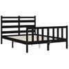 Cama Matrimonial | Cama Para Adultos | Estructura De Cama Con Cabecero Madera Maciza Negro 140x190 Cm Cfw312273