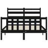 Cama Matrimonial | Cama Para Adultos | Estructura De Cama Con Cabecero Madera Maciza Negro 140x190 Cm Cfw312273