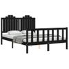 Cama Matrimonial | Cama Para Adultos | Estructura De Cama Con Cabecero Madera Maciza Negro 140x190 Cm Cfw903054