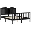 Cama Matrimonial | Cama Para Adultos | Estructura De Cama Con Cabecero Madera Maciza Negro 140x190 Cm Cfw903054