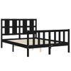 Cama Matrimonial | Cama Para Adultos | Estructura De Cama Con Cabecero Madera Maciza Negro 140x190 Cm Cfw545900