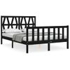 Cama Matrimonial | Cama Para Adultos | Estructura De Cama Con Cabecero Madera Maciza Negro 140x190 Cm Cfw461676