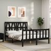 Cama Matrimonial | Cama Para Adultos | Estructura De Cama Con Cabecero Madera Maciza Negro 140x190 Cm Cfw461676