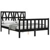 Cama Matrimonial | Cama Para Adultos | Estructura De Cama Con Cabecero Madera Maciza Negro 140x190 Cm Cfw461676