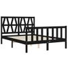 Cama Matrimonial | Cama Para Adultos | Estructura De Cama Con Cabecero Madera Maciza Negro 140x190 Cm Cfw461676