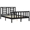 Cama Matrimonial | Cama Para Adultos | Estructura De Cama Con Cabecero Madera Maciza Negro 140x200 Cm Cfw839197