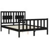 Cama Matrimonial | Cama Para Adultos | Estructura De Cama Con Cabecero Madera Maciza Negro 140x200 Cm Cfw711896