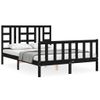 Cama Matrimonial | Cama Para Adultos | Estructura De Cama Con Cabecero Madera Maciza Negro 140x200 Cm Cfw319900