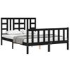 Cama Matrimonial | Cama Para Adultos | Estructura De Cama Con Cabecero Madera Maciza Negro 140x200 Cm Cfw319900