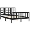 Cama Matrimonial | Cama Para Adultos | Estructura De Cama Con Cabecero Madera Maciza Negro 140x200 Cm Cfw319900