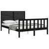 Cama Matrimonial | Cama Para Adultos | Estructura De Cama Con Cabecero Madera Maciza Negro 140x200 Cm Cfw580633