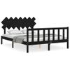 Cama Matrimonial | Cama Para Adultos | Estructura De Cama Con Cabecero Madera Maciza Negro 140x200 Cm Cfw395251