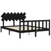 Cama Matrimonial | Cama Para Adultos | Estructura De Cama Con Cabecero Madera Maciza Negro 140x200 Cm Cfw395251