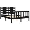 Cama Matrimonial | Cama Para Adultos | Estructura De Cama Con Cabecero Madera Maciza Negro 140x200 Cm Cfw312118