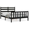 Cama Matrimonial | Cama Para Adultos | Estructura De Cama Con Cabecero Madera Maciza Negro 140x200 Cm Cfw558180