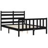 Cama Matrimonial | Cama Para Adultos | Estructura De Cama Con Cabecero Madera Maciza Negro 140x200 Cm Cfw558180