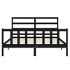 Cama Matrimonial | Cama Para Adultos | Estructura De Cama Con Cabecero Madera Maciza Negro 160x200 Cm Cfw391006