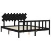 Cama Matrimonial | Cama Para Adultos | Estructura De Cama Con Cabecero Madera Maciza Negro 160x200 Cm Cfw680052