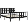 Cama Matrimonial | Cama Para Adultos | Estructura De Cama Con Cabecero Madera Maciza Negro 160x200 Cm Cfw541437