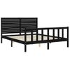 Cama Matrimonial | Cama Para Adultos | Estructura De Cama Con Cabecero Madera Maciza Negro 160x200 Cm Cfw392986