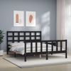 Cama Matrimonial | Cama Para Adultos | Estructura De Cama Con Cabecero Madera Maciza Negro 160x200 Cm Cfw547196