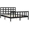 Cama Matrimonial | Cama Para Adultos | Estructura De Cama Con Cabecero Madera Maciza Negro 160x200 Cm Cfw547196