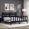 Cama Matrimonial | Cama Para Adultos | Estructura De Cama Con Cabecero Madera Maciza Negro 160x200 Cm Cfw864803