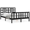 Cama Matrimonial | Cama Para Adultos | Estructura De Cama Con Cabecero Madera Maciza Negro 160x200 Cm Cfw975833