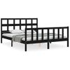 Cama Matrimonial | Cama Para Adultos | Estructura De Cama Con Cabecero Madera Maciza Negro 160x200 Cm Cfw498616