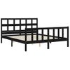 Cama Matrimonial | Cama Para Adultos | Estructura De Cama Con Cabecero Madera Maciza Negro 160x200 Cm Cfw498616