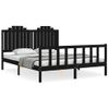 Cama Matrimonial | Cama Para Adultos | Estructura De Cama Con Cabecero Madera Maciza Negro 160x200 Cm Cfw830537