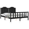 Cama Matrimonial | Cama Para Adultos | Estructura De Cama Con Cabecero Madera Maciza Negro 160x200 Cm Cfw830537