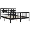 Cama Matrimonial | Cama Para Adultos | Estructura De Cama Con Cabecero Madera Maciza Negro 160x200 Cm Cfw162092