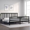 Cama Matrimonial | Cama Para Adultos | Estructura De Cama Con Cabecero Madera Maciza Negro 200x200 Cm Cfw438905