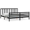 Cama Matrimonial | Cama Para Adultos | Estructura De Cama Con Cabecero Madera Maciza Negro 200x200 Cm Cfw438905