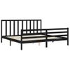 Cama Matrimonial | Cama Para Adultos | Estructura De Cama Con Cabecero Madera Maciza Negro 200x200 Cm Cfw438905