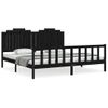 Cama Matrimonial | Cama Para Adultos | Estructura De Cama Con Cabecero Madera Maciza Negro 200x200 Cm Cfw411038