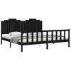 Cama Matrimonial | Cama Para Adultos | Estructura De Cama Con Cabecero Madera Maciza Negro 200x200 Cm Cfw411038