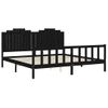 Cama Matrimonial | Cama Para Adultos | Estructura De Cama Con Cabecero Madera Maciza Negro 200x200 Cm Cfw411038