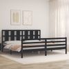 Cama Matrimonial | Cama Para Adultos | Estructura De Cama Con Cabecero Madera Maciza Negro 200x200 Cm Cfw617764