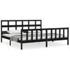 Cama Matrimonial | Cama Para Adultos | Estructura De Cama Con Cabecero Madera Maciza Negro 200x200 Cm Cfw467700