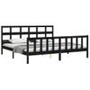 Cama Matrimonial | Cama Para Adultos | Estructura De Cama Con Cabecero Madera Maciza Negro 200x200 Cm Cfw467700