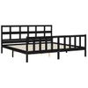 Cama Matrimonial | Cama Para Adultos | Estructura De Cama Con Cabecero Madera Maciza Negro 200x200 Cm Cfw467700