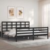 Cama Matrimonial | Cama Para Adultos | Estructura De Cama Con Cabecero Madera Maciza Negro 200x200 Cm Cfw251685