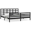 Cama Matrimonial | Cama Para Adultos | Estructura De Cama Con Cabecero Madera Maciza Negro 200x200 Cm Cfw251685