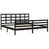 Cama Matrimonial | Cama Para Adultos | Estructura De Cama Con Cabecero Madera Maciza Negro 200x200 Cm Cfw251685