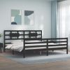 Cama Matrimonial | Cama Para Adultos | Estructura De Cama Con Cabecero Madera Maciza Negro 200x200 Cm Cfw269573