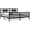 Cama Matrimonial | Cama Para Adultos | Estructura De Cama Con Cabecero Madera Maciza Negro 200x200 Cm Cfw269573