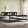 Cama Matrimonial | Cama Para Adultos | Estructura De Cama Con Cabecero Madera Maciza Negro 200x200 Cm Cfw269573